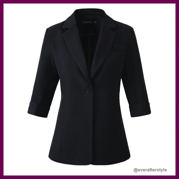 Lightweight 3/4 Sleeve Blazer Business Casual Chic Minimal Office Wear